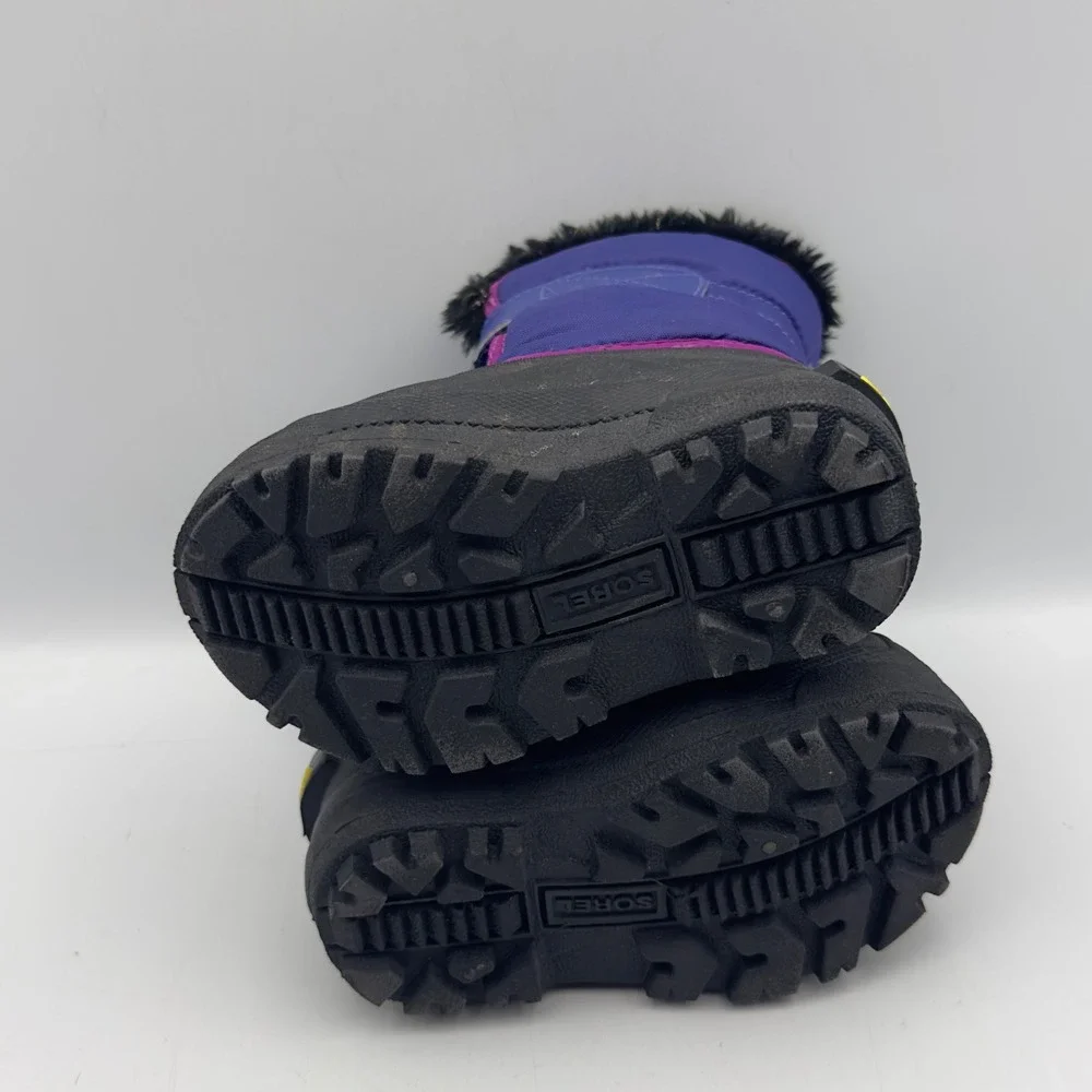 Sorel Snow Commander Purple Black Waterproof Toddler 7 Kids Boots NV1877-484